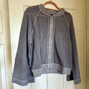 NWT Electric & Rose Gray Mesh Perforated Sheer Bomber Jacket Sz S